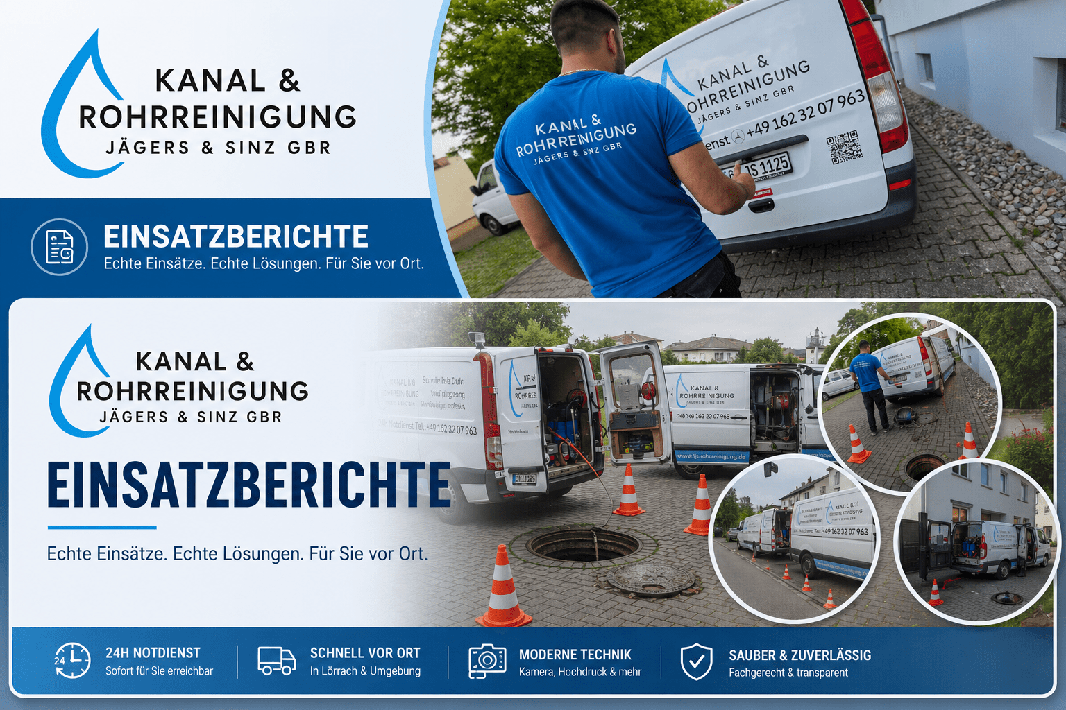 Jeder Einsatz ist anders. Auf dieser Seite erhalten Sie einen Einblick in unsere täglichen Arbeiten rund um Rohrreinigung, Kanalreinigung, TV-Kanalinspektion und Kanalsanierung in Lörrach, Rheinfelden und der gesamten Region.