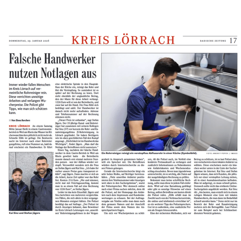 Zeitungsbericht der Badischen Zeitung
